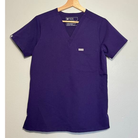 Women's XS Figs Catarina One Pocket Scrub Top Digital Grape Short Sleeve Purple - Picture 1 of 5